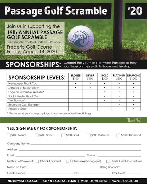 Golf Tournament Registration & Sponsor Form .